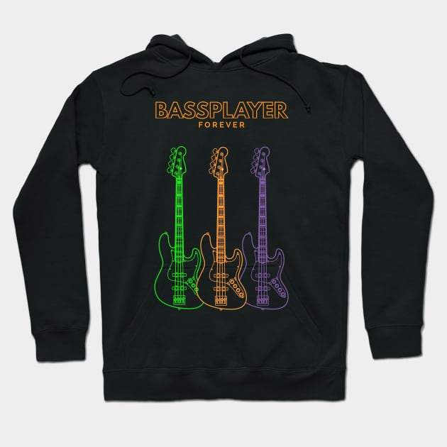 Bassplayer Forever J-style Bass Guitar Outline Hoodie by nightsworthy